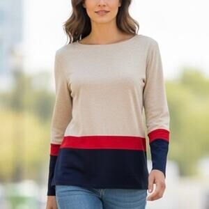 Les Copains Tee Long Sleeve Colorblock size 48 = US Large